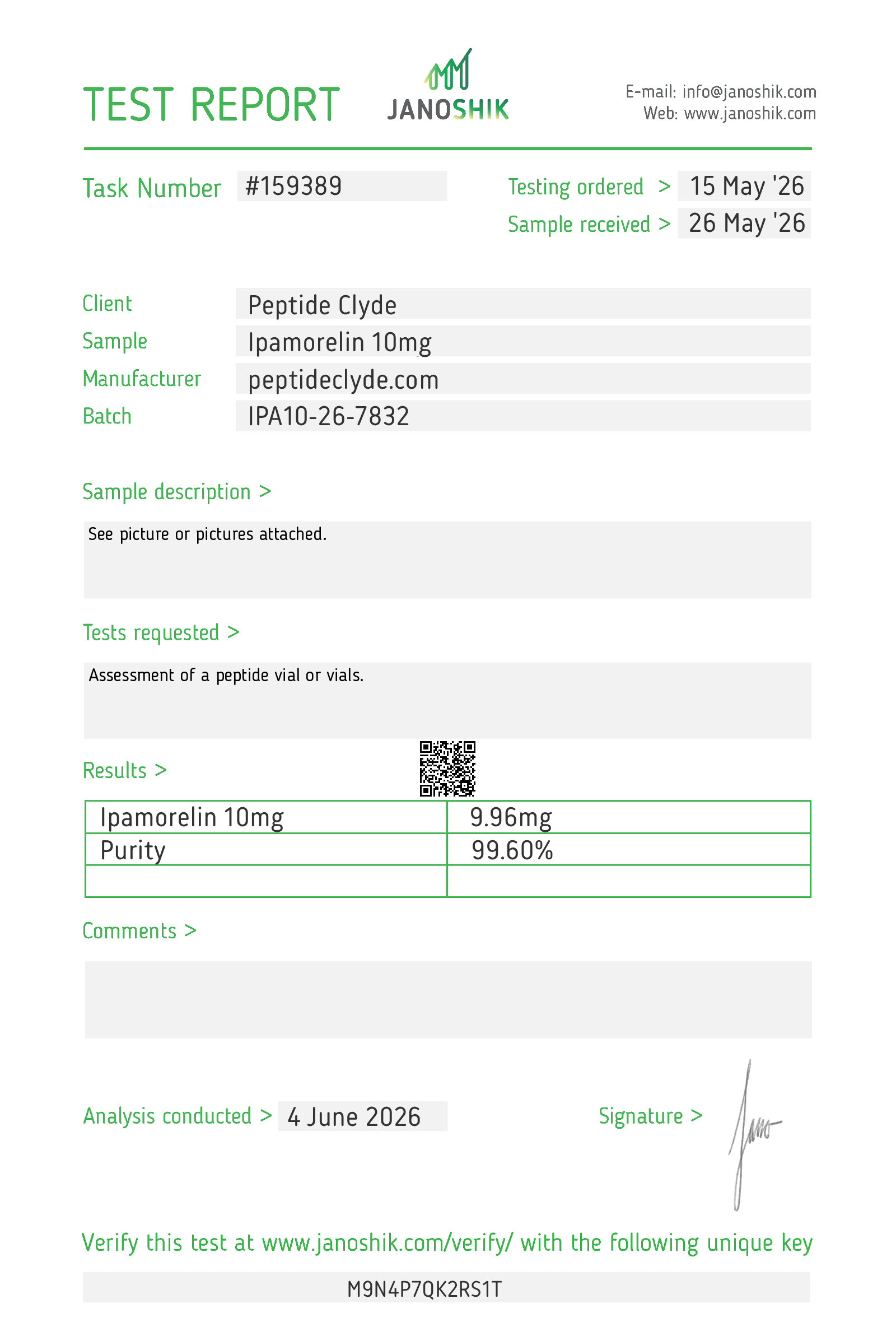Ipamorelin 10mg CoA
