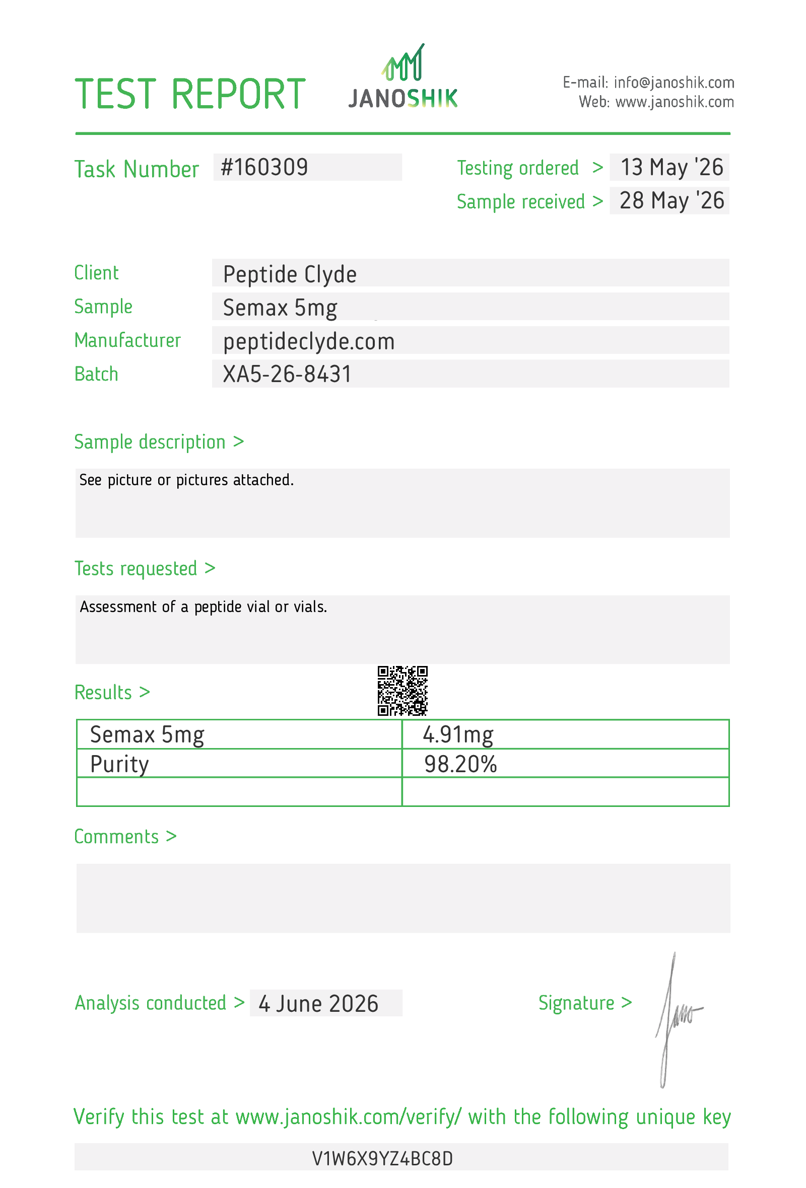 Semax 5mg CoA